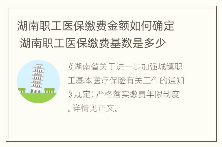 湖南职工医保缴费金额如何确定 湖南职工医保缴费基数是多少