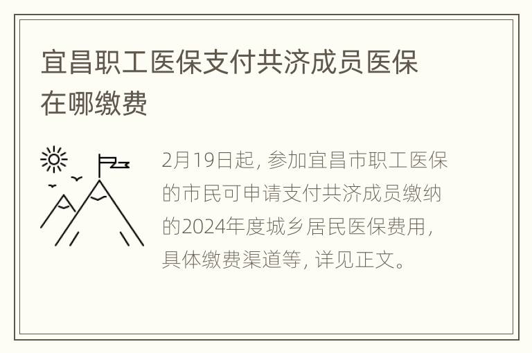 宜昌职工医保支付共济成员医保在哪缴费