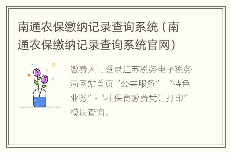 南通农保缴纳记录查询系统（南通农保缴纳记录查询系统官网）