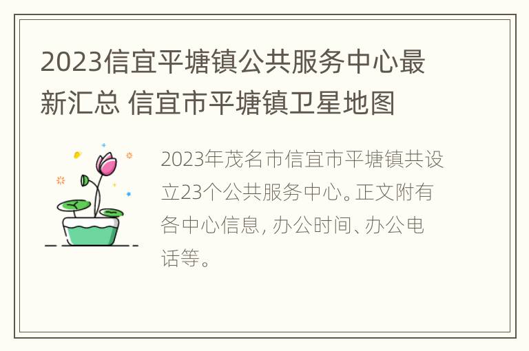 2023信宜平塘镇公共服务中心最新汇总 信宜市平塘镇卫星地图