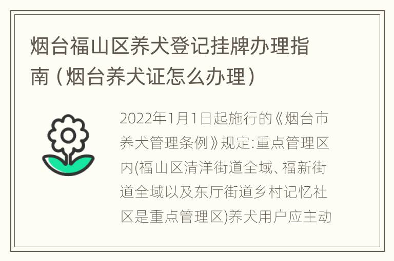 烟台福山区养犬登记挂牌办理指南（烟台养犬证怎么办理）