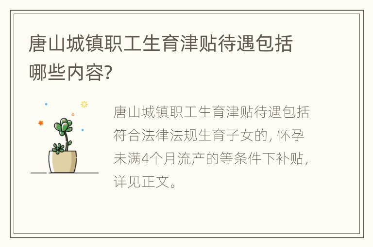 唐山城镇职工生育津贴待遇包括哪些内容？