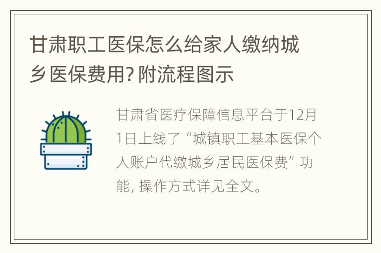 甘肃职工医保怎么给家人缴纳城乡医保费用？附流程图示