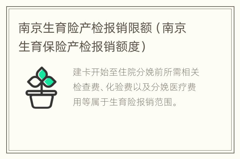 南京生育险产检报销限额（南京生育保险产检报销额度）