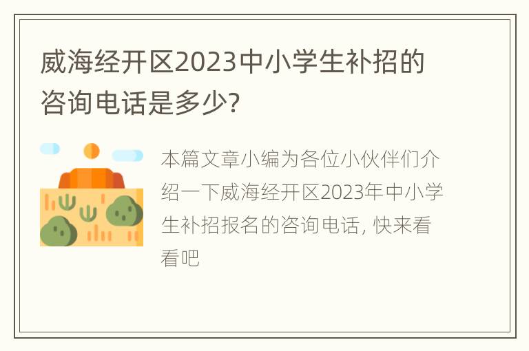 威海经开区2023中小学生补招的咨询电话是多少？