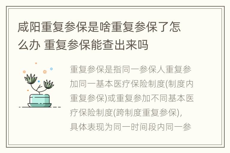 咸阳重复参保是啥重复参保了怎么办 重复参保能查出来吗