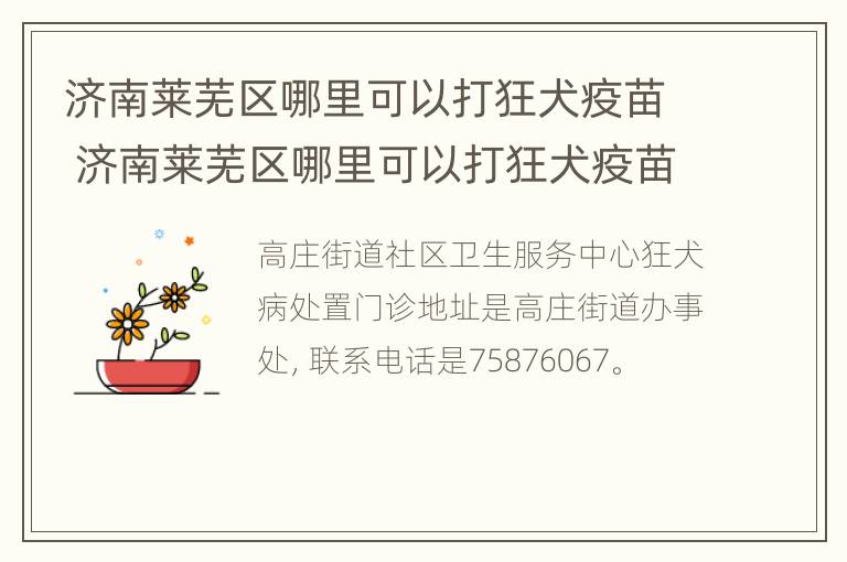 济南莱芜区哪里可以打狂犬疫苗 济南莱芜区哪里可以打狂犬疫苗接种