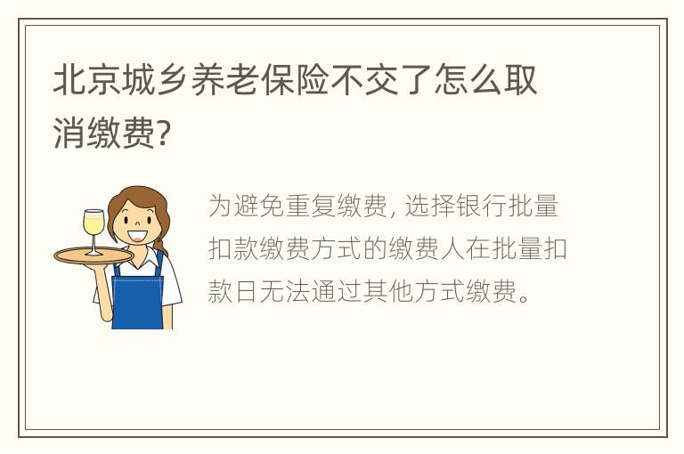 北京城乡养老保险不交了怎么取消缴费？