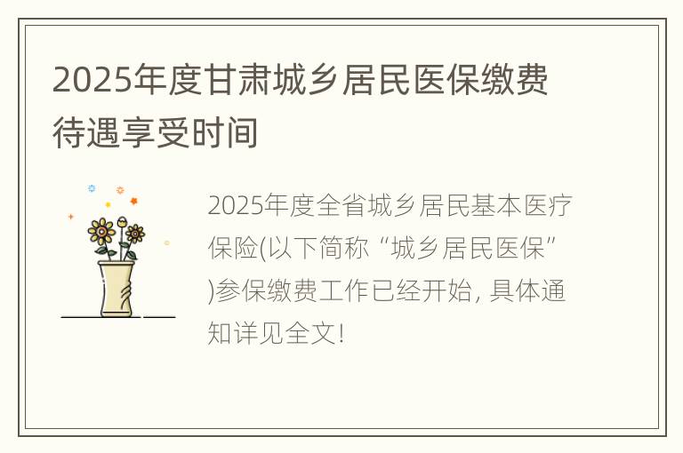 2025年度甘肃城乡居民医保缴费待遇享受时间