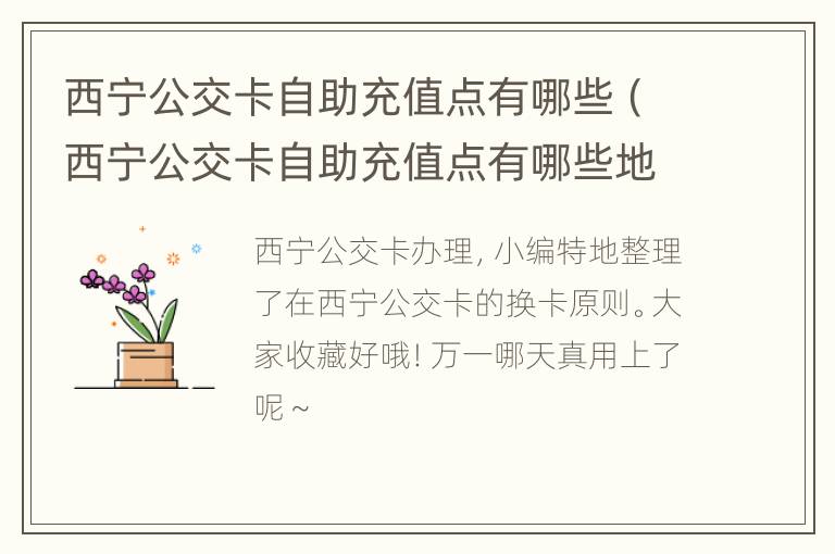 西宁公交卡自助充值点有哪些（西宁公交卡自助充值点有哪些地址）