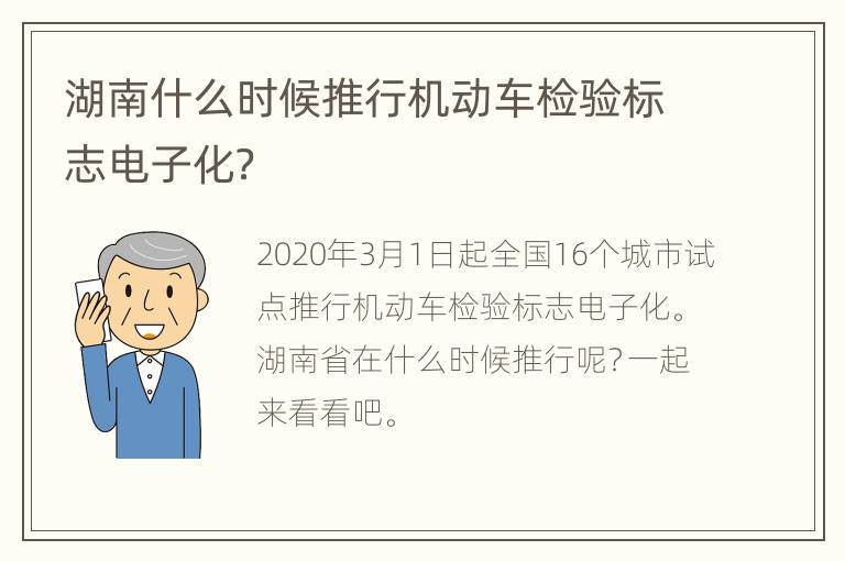 湖南什么时候推行机动车检验标志电子化？