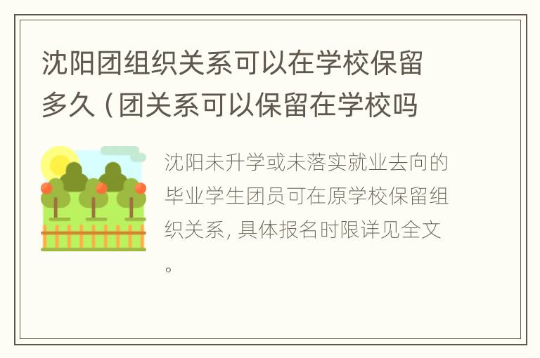 沈阳团组织关系可以在学校保留多久（团关系可以保留在学校吗）