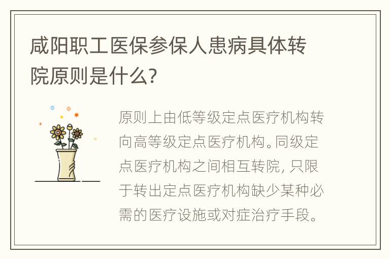 咸阳职工医保参保人患病具体转院原则是什么？