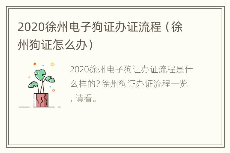 2020徐州电子狗证办证流程（徐州狗证怎么办）