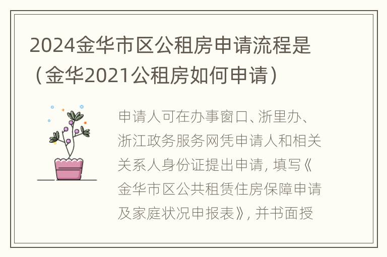 2024金华市区公租房申请流程是（金华2021公租房如何申请）