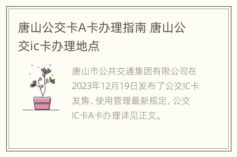 唐山公交卡A卡办理指南 唐山公交ic卡办理地点