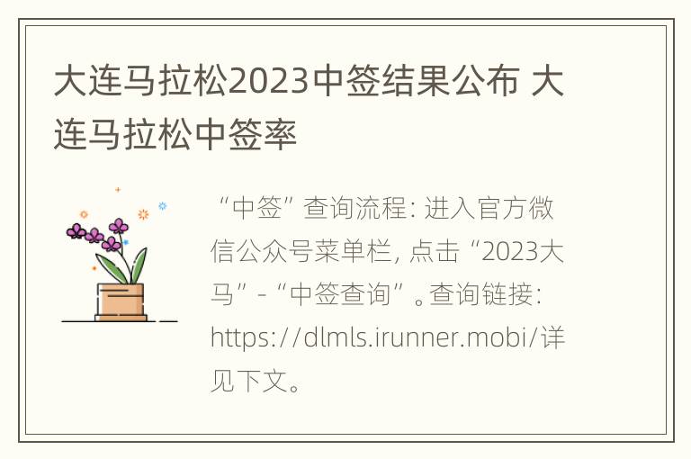 大连马拉松2023中签结果公布 大连马拉松中签率