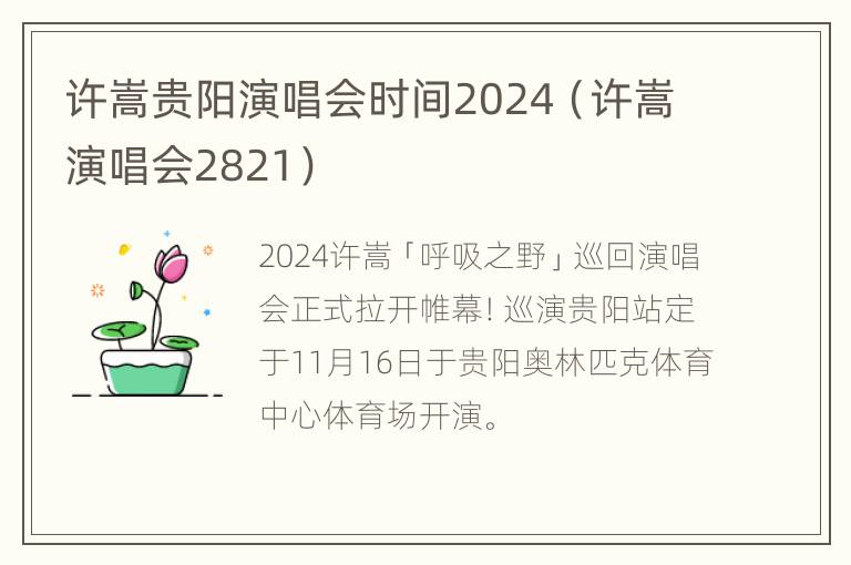 许嵩贵阳演唱会时间2024（许嵩演唱会2821）