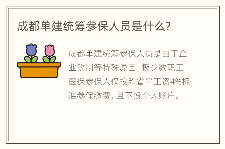 成都单建统筹参保人员是什么?