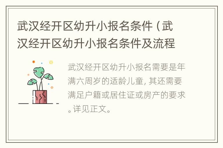 武汉经开区幼升小报名条件（武汉经开区幼升小报名条件及流程）