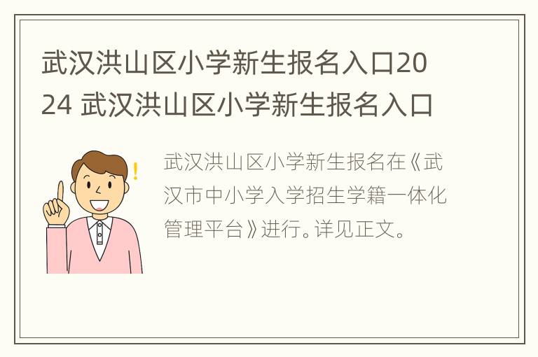 武汉洪山区小学新生报名入口2024 武汉洪山区小学新生报名入口2024级