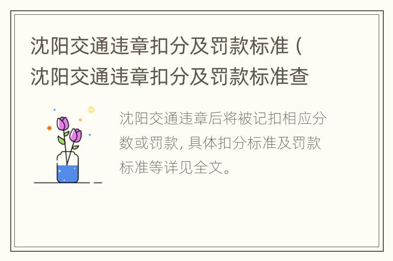 沈阳交通违章扣分及罚款标准（沈阳交通违章扣分及罚款标准查询）