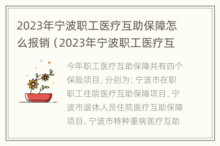 2023年宁波职工医疗互助保障怎么报销（2023年宁波职工医疗互助保障怎么报销的）