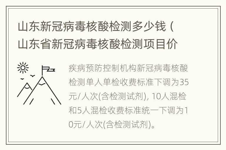 山东新冠病毒核酸检测多少钱（山东省新冠病毒核酸检测项目价格）