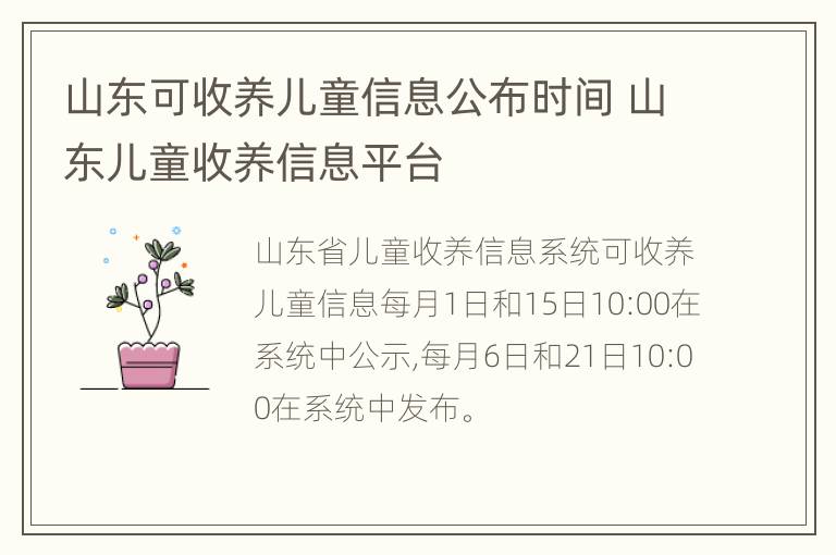 山东可收养儿童信息公布时间 山东儿童收养信息平台