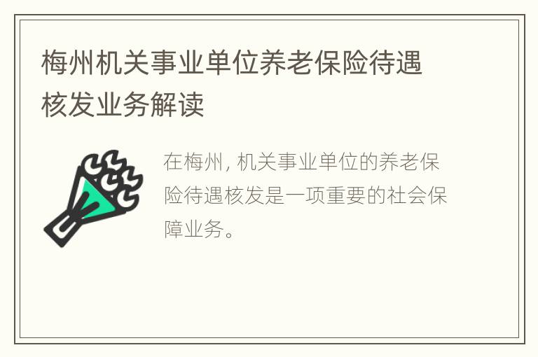 梅州机关事业单位养老保险待遇核发业务解读