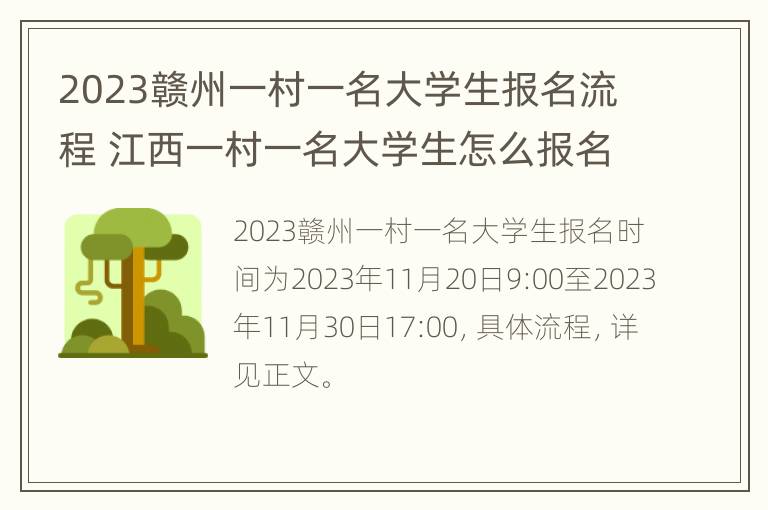 2023赣州一村一名大学生报名流程 江西一村一名大学生怎么报名