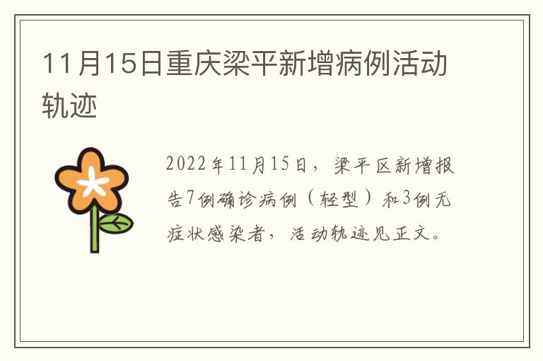 11月15日重庆梁平新增病例活动轨迹