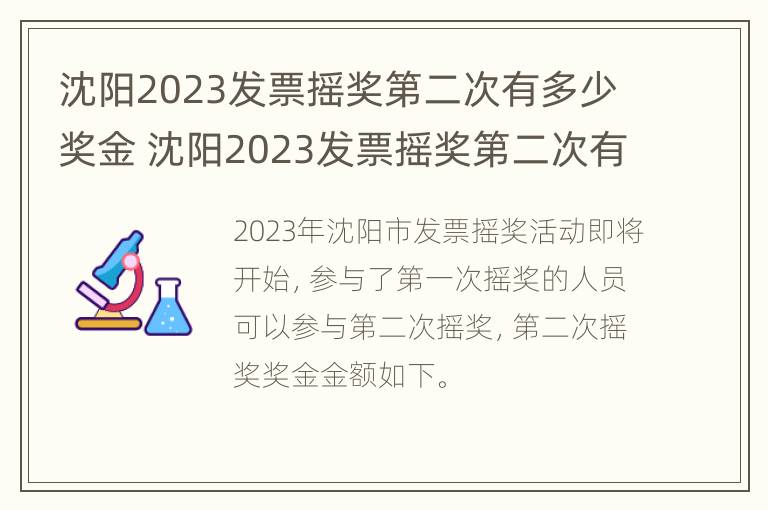 沈阳2023发票摇奖第二次有多少奖金 沈阳2023发票摇奖第二次有多少奖金呢