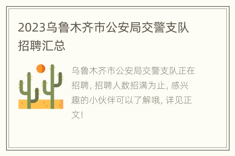 2023乌鲁木齐市公安局交警支队招聘汇总