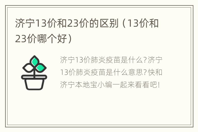 济宁13价和23价的区别（13价和23价哪个好）