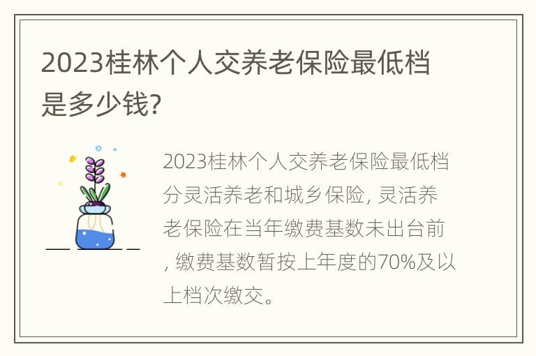 2023桂林个人交养老保险最低档是多少钱？