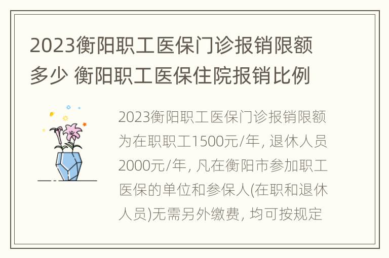 2023衡阳职工医保门诊报销限额多少 衡阳职工医保住院报销比例是多少