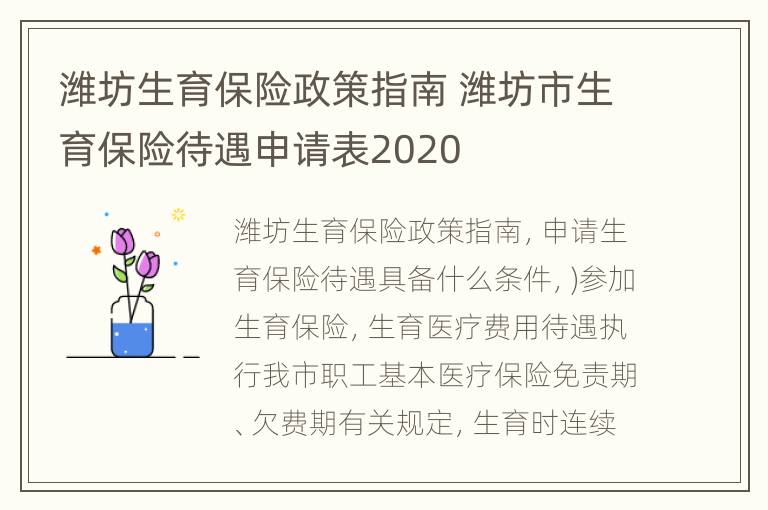 潍坊生育保险政策指南 潍坊市生育保险待遇申请表2020