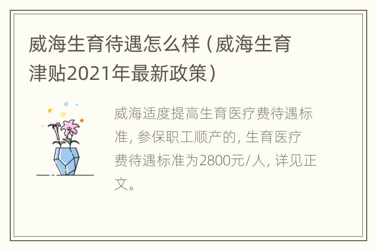 威海生育待遇怎么样（威海生育津贴2021年最新政策）