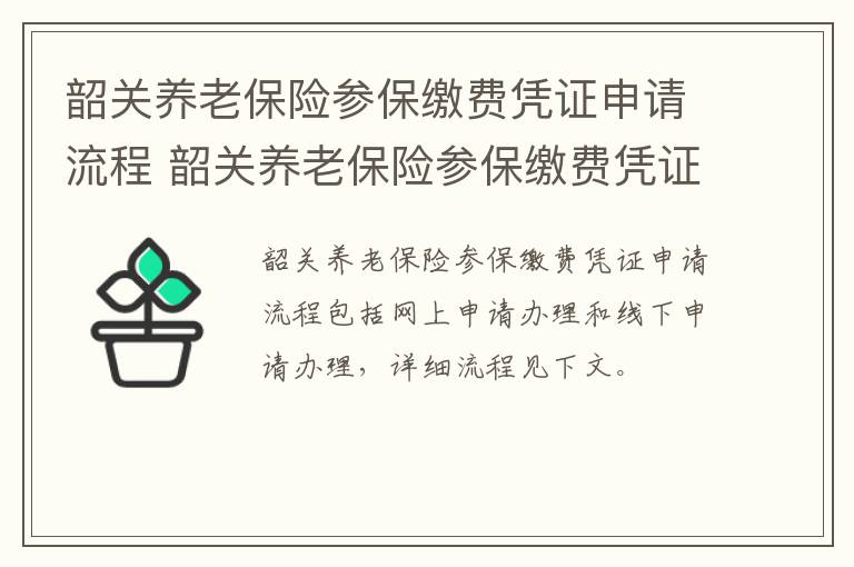 韶关养老保险参保缴费凭证申请流程 韶关养老保险参保缴费凭证申请流程图