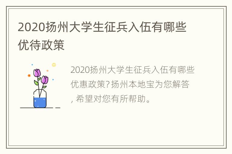 2020扬州大学生征兵入伍有哪些优待政策