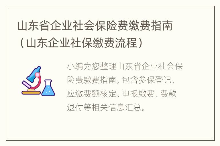 山东省企业社会保险费缴费指南（山东企业社保缴费流程）