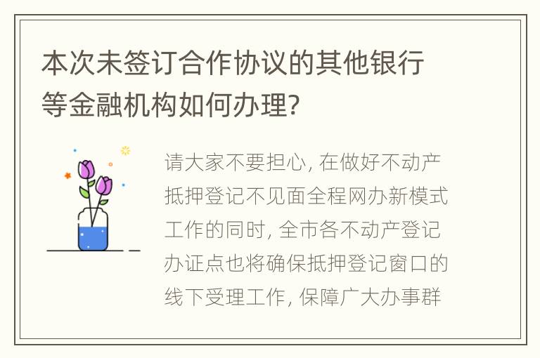 本次未签订合作协议的其他银行等金融机构如何办理?