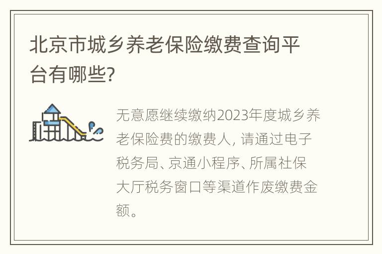 北京市城乡养老保险缴费查询平台有哪些？