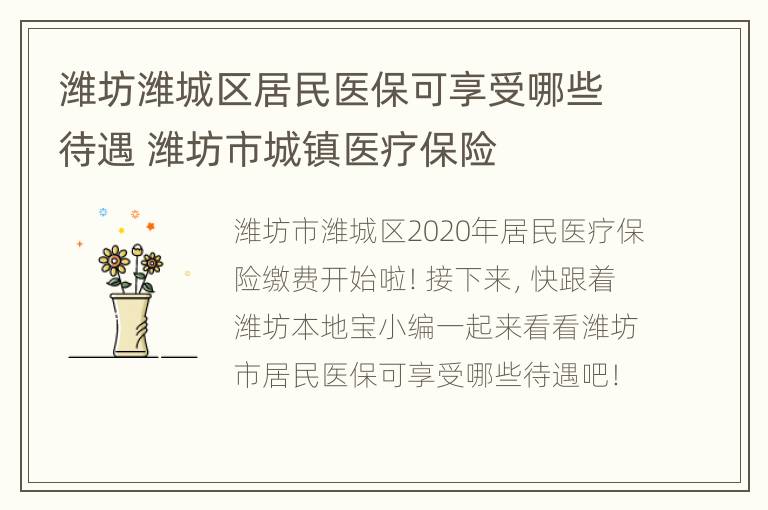 潍坊潍城区居民医保可享受哪些待遇 潍坊市城镇医疗保险