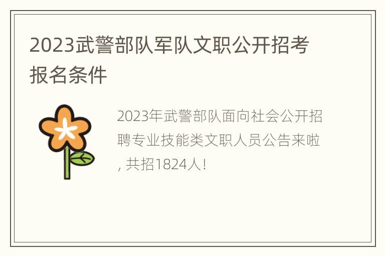 2023武警部队军队文职公开招考报名条件