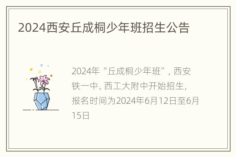 2024西安丘成桐少年班招生公告