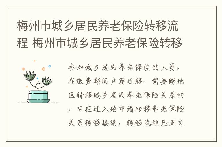 梅州市城乡居民养老保险转移流程 梅州市城乡居民养老保险转移流程及时间