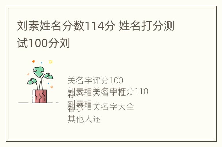 刘素姓名分数114分 姓名打分测试100分刘