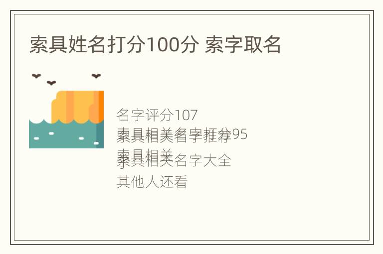 索具姓名打分100分 索字取名